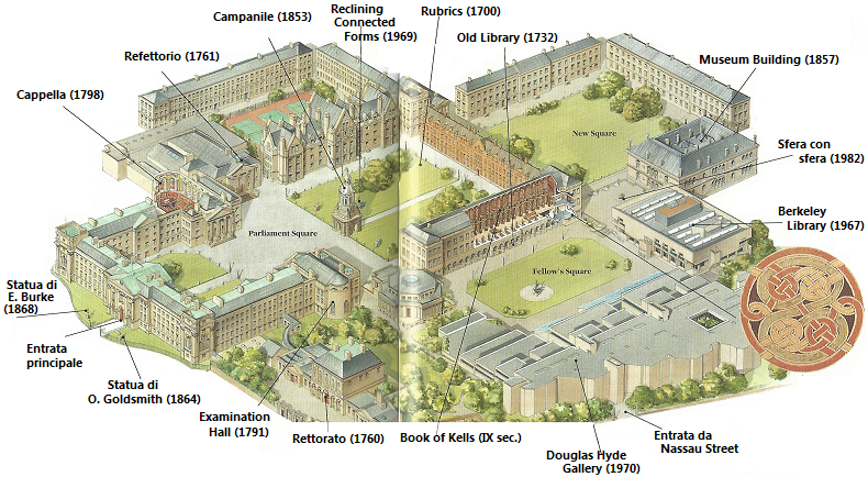cartina del trinity college di dublino