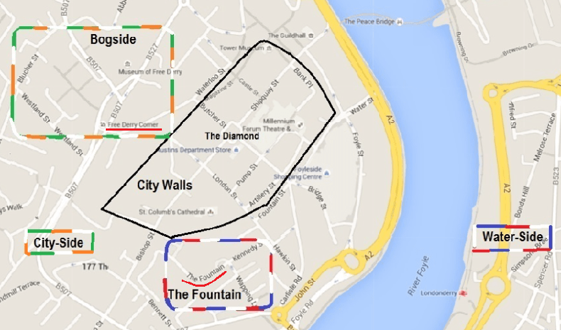 mappa dei murales di londonderry