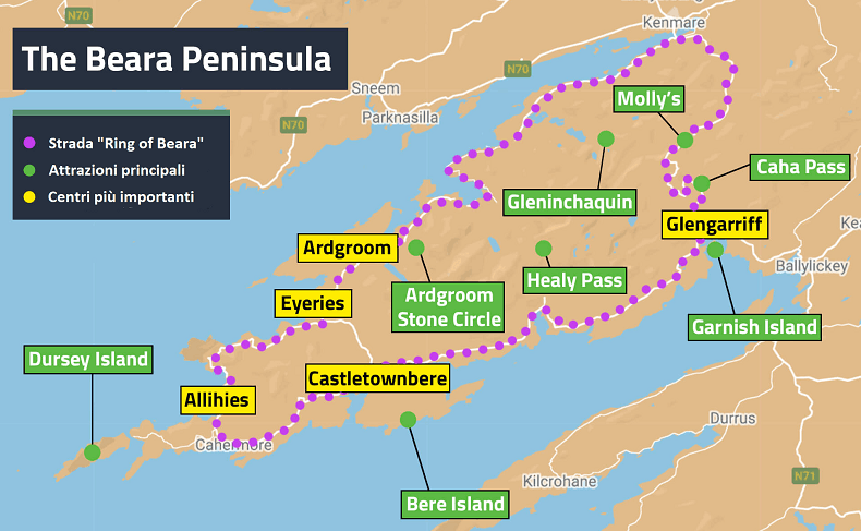 Cartina della penisola di Beara